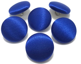 Satin Buttons, Royal Blue Satin Buttons, Bridal Buttons, Wedding Dress Buttons to Sew, Pin or Glue, Shank, Pinback or Flatback Handmade USA