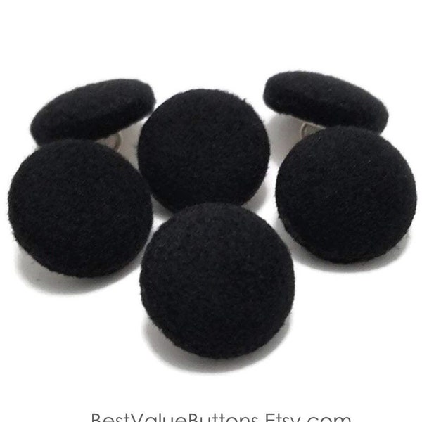 Wool Buttons, Black Fabric Buttons, Shank Buttons for Sewing, Coat Buttons, Sweater Buttons, Fabric Covered Buttons, Cosplay Handmade USA