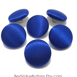 Satin Buttons, Royal Blue Satin Buttons, Bridal Buttons, Wedding Dress Buttons to Sew, Pin or Glue, Shank, Pinback or Flatback Handmade USA imagem 1