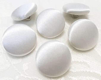 Satin Buttons, Ivory Satin Buttons, Bridal Buttons, Wedding Dress Tuxedo Buttons to Sew, Pin or Glue, Shank, Pinback, Flatback Handmade USA