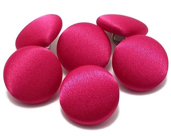 Satin Buttons, Pink Fuchsia Satin Buttons, Bridal Buttons, Wedding Dress Buttons to Sew, Pin or Glue, Shank, Pin, Flat Back Handmade USA