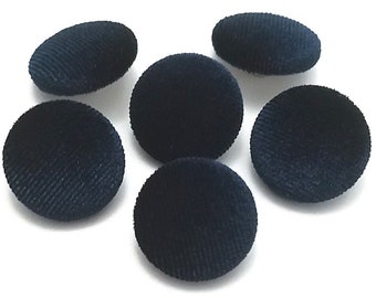 Velvet Buttons, Navy Blue Velvet Fabric Buttons, Shank, Pinback, Flatback Buttons to Sew, Pin, Glue, Fabric Covered Buttons, Handmade USA