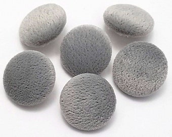 Velvet Buttons, Medium Gray Velvet Fabric Buttons, Shank, Pinback, Flatback Buttons to Sew, Pin, Covered Buttons, Handmade USA