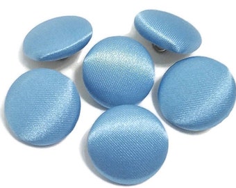 Satin Buttons, Light Blue Satin Buttons, Bridal Buttons, Wedding Dress Tuxedo Buttons to Sew Pin or Glue, Shank, Pin, Flat Back Handmade USA