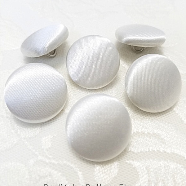 Satin Buttons, Ivory Satin Buttons, Bridal Buttons, Wedding Dress Tuxedo Buttons to Sew, Pin or Glue, Shank, Pinback, Flatback Handmade USA