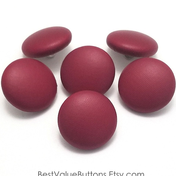 Pleather Buttons, Matte Burgundy Pleather Vinyl Buttons, Shank, Pinback, Flatback Buttons to Sew, Pin, Glue, Covered Buttons, Handmade USA