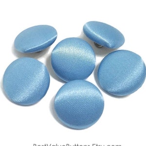 Satin Buttons, Light Blue Satin Buttons, Bridal Buttons, Wedding Dress Tuxedo Buttons to Sew Pin or Glue, Shank, Pin, Flat Back Handmade USA