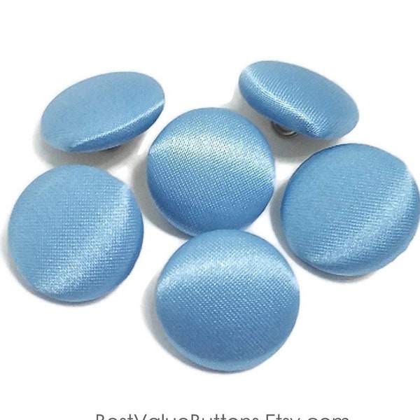 Satin Buttons, Light Blue Satin Buttons, Bridal Buttons, Wedding Dress Tuxedo Buttons to Sew Pin or Glue, Shank, Pin, Flat Back Handmade USA