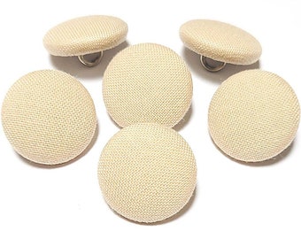 Cotton Buttons, Tan Cotton Fabric Buttons, Shank Back, Pin Back, Flat Back Buttons to Sew, Pin, Glue, Fabric Covered Buttons, Handmade USA