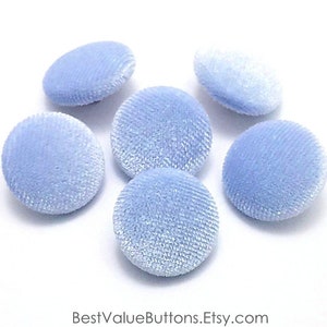 Velvet Buttons, Light Blue Velvet Fabric Buttons, Shank, Pinback, Flatback Buttons to Sew, Pin, Glue, Covered Buttons, Handmade USA