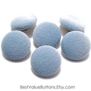 Velvet Buttons, Frost Baby Blue Velvet Fabric Buttons, Shank, Pinback, Flatback Buttons to Sew, Pin, Glue, Covered Buttons, Handmade USA
