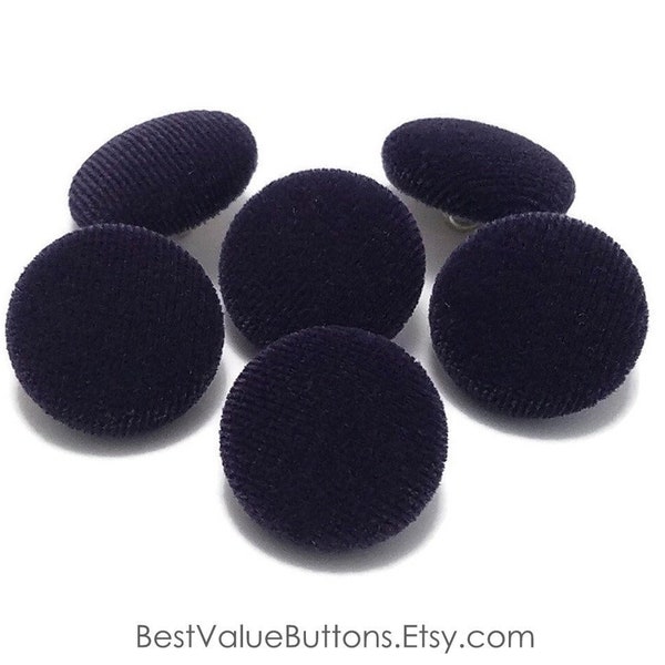 Velvet Buttons, Dark Purple Velvet Fabric Buttons, Shank, Pinback, Flatback Buttons to Sew, Pin, Glue, Fabric Covered Buttons, Handmade USA