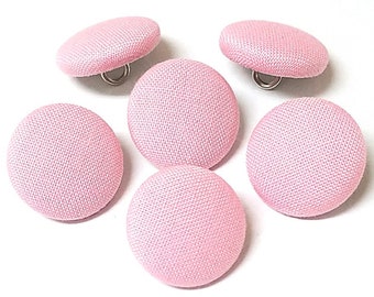 Cotton Buttons, Light Pink Cotton Fabric Buttons, Baby Pink, Shank Back, Pin Back, Flat Back Buttons to Sew, Pin, Glue, Handmade USA