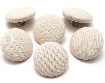 Cotton Buttons, Natural Muslin Cotton Fabric Buttons, Shank, Pinback, Flatback Buttons to Sew, Pin, Glue Fabric Covered Buttons Handmade USA