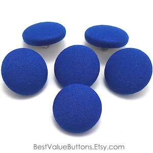 Cotton Buttons, Royal Blue Cotton Fabric Buttons, Shank Back, Pin Back, Flat Back Buttons to Sew, Pin, Glue, Covered Buttons, Handmade USA