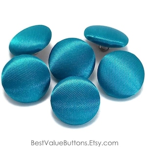 Satin Buttons, Turquoise Satin Buttons, Bridal Buttons, Wedding Dress Buttons to Sew, Pin or Glue, Shank, Pinback or Flatback Handmade USA