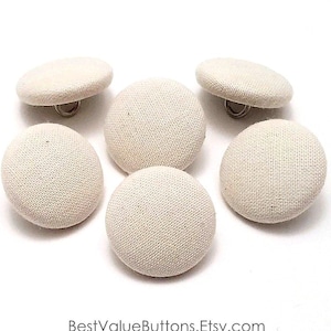 Cotton Buttons, Natural Muslin Cotton Fabric Buttons, Shank, Pinback, Flatback Buttons to Sew, Pin, Glue Fabric Covered Buttons Handmade USA