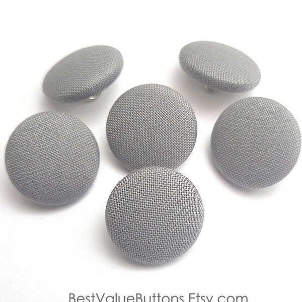 Cotton Buttons, Gray Cotton Fabric Buttons, Shank Back, Pin Back, Flat Back Buttons to Sew, Pin, Glue, Fabric Covered Buttons, Handmade USA