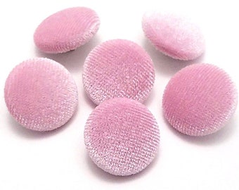 Velvet Buttons, Light Pink Velvet Fabric Buttons, Shank, Pinback, Flatback Buttons to Sew, Pin, Glue, Fabric Covered Buttons, Handmade USA