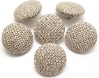 Linen Buttons, Natural Linen Fabric Buttons, Shank, Pinback, Flatback Buttons to Sew, Pin, Glue, Fabric Covered Sewing Buttons Handmade USA