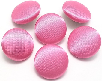 Satin Buttons, Carnation Pink Satin Buttons, Bridal Buttons, Wedding Dress Buttons to Sew, Pin or Glue, Shank, Pin or Flat Back Handmade USA