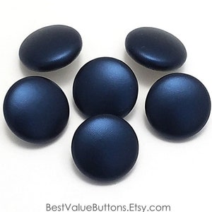 Pleather Buttons, Metallic Navy Blue Pleather Faux Leather Buttons, Shank, Pinback or Flatback Buttons to Sew, Pin or Glue, Handmade USA
