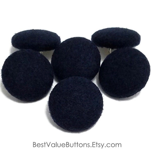 Wool Buttons, Navy Blue Fabric Buttons, Shank Buttons for Sewing, Coat Buttons, Sweater Buttons, Fabric Covered Buttons Cosplay Handmade USA