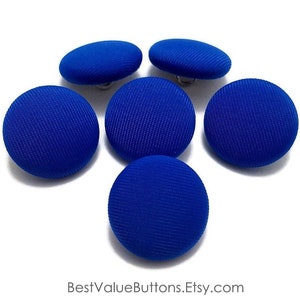 Fabric Buttons, Royal Blue Buttons, Shank, Pinback, Flatback Buttons to Sew, Pin or Glue, Covered Fabric Buttons, Cosplay, Handmade USA