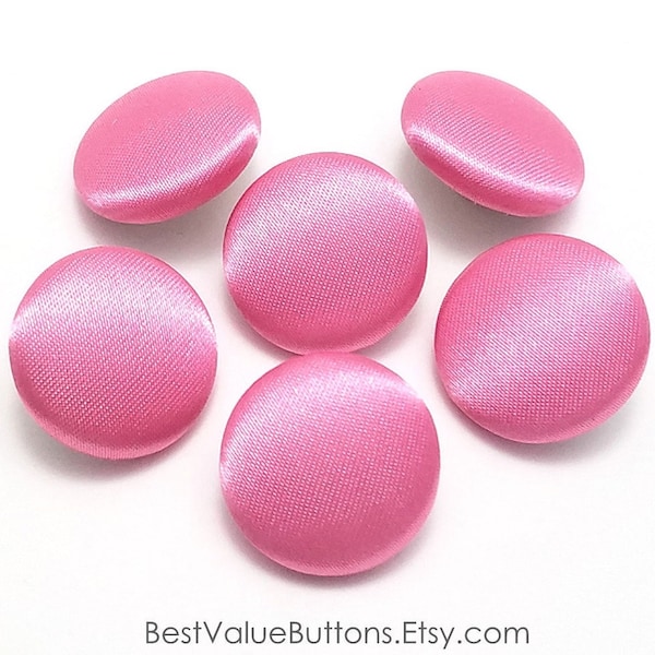 Satin Buttons, Carnation Pink Satin Buttons, Bridal Buttons, Wedding Dress Buttons to Sew, Pin or Glue, Shank, Pin or Flat Back Handmade USA