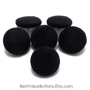 Suede Buttons, Black Faux Suede Buttons, Shankback to Sew, Pinback to Pin, Flatback to Glue Buttons, Fabric Covered Buttons Handmade USA