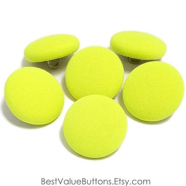Fabric Buttons, Neon Yellow Buttons, Shank to Sew, Pinback to Pin, Flatback to Glue, Fabric Covered Buttons, Sewing Buttons, Handmade USA