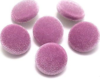 Velvet Buttons, Lilac Pink Purple Velvet Fabric Buttons, Shank, Pinback, Flatback Buttons to Sew, Pin, Glue, Covered Buttons, Handmade USA