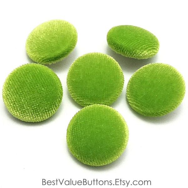 Velvet Buttons, Lime Green Velvet Fabric Buttons, Shank, Pinback, Flatback Buttons to Sew, Pin, Glue, Fabric Covered Buttons, Handmade USA