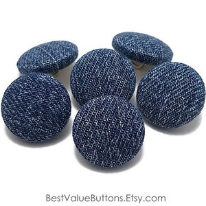 Fabric Buttons, Denim Buttons, Shank to Sew, Pinback to Pin, Flatback to Glue, Fabric Covered Buttons, Sewing Buttons, Handmade USA