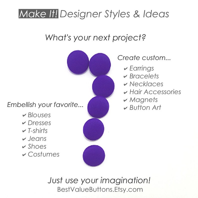 Fabric Buttons, Neon Indigo Blue Purple Buttons, Shank to Sew, Pinback ...