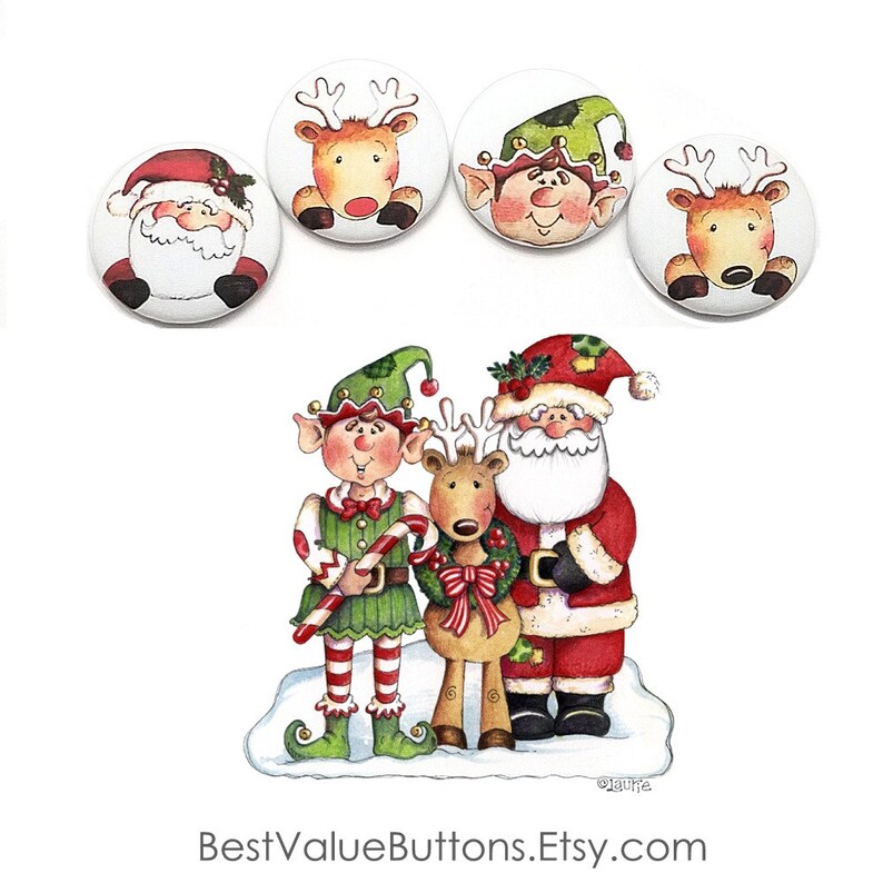 Fabric Buttons Christmas Buttons Santa Elf Rudolph | Etsy