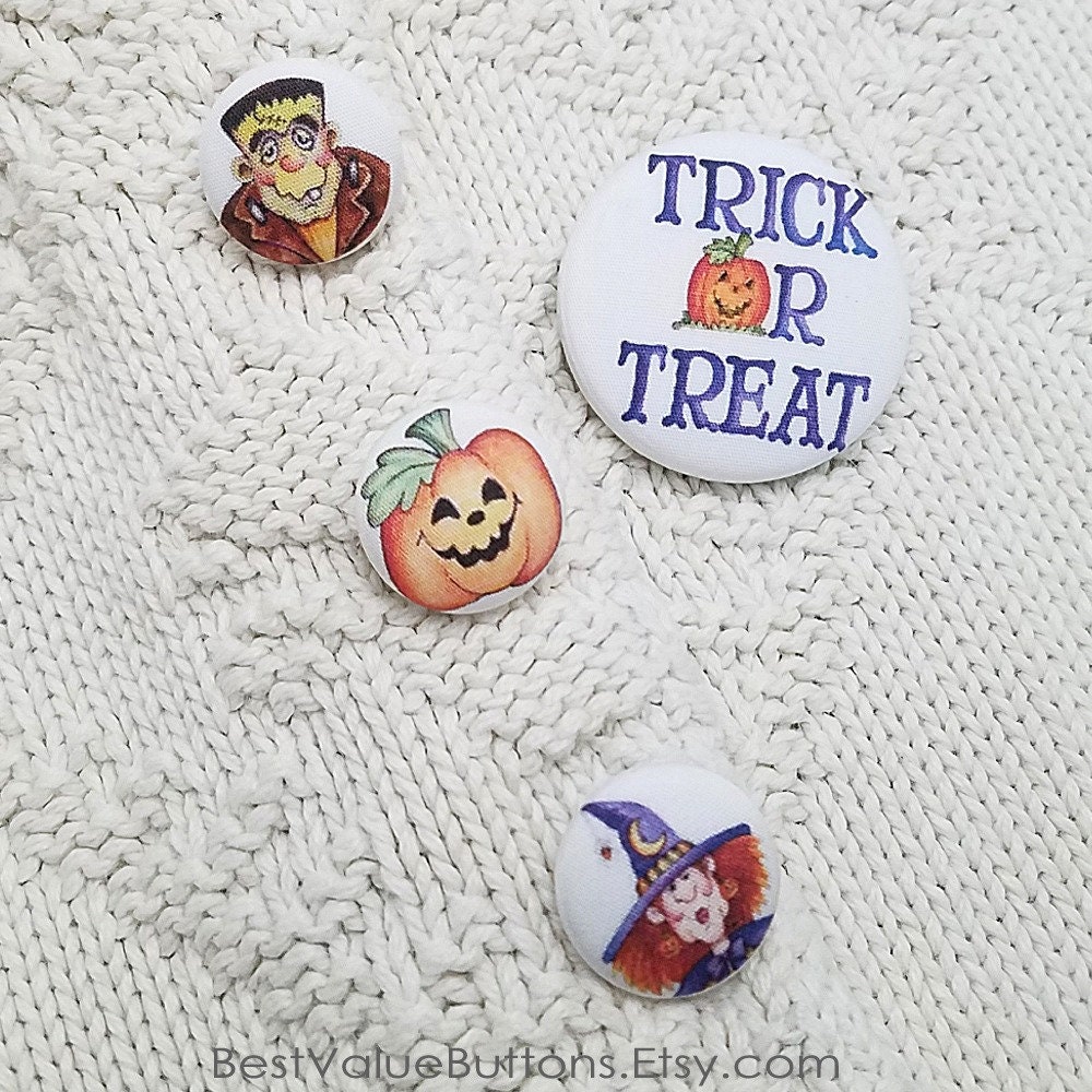 Fabric Buttons Halloween Buttons Witch Trick Or Treat Jack | Etsy