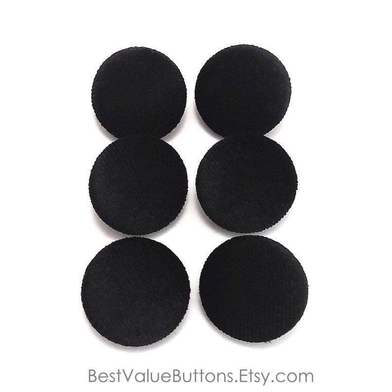 Velvet Buttons, Black Velvet Fabric Buttons, Shank, Pinback, Flatback Buttons to Sew, Pin, Glue, Fabric Covered Buttons, Handmade USA afbeelding 9