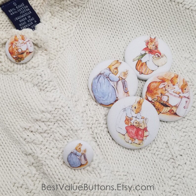Fabric Buttons Peter Rabbit Family Buttons Beatrix Potter - Etsy