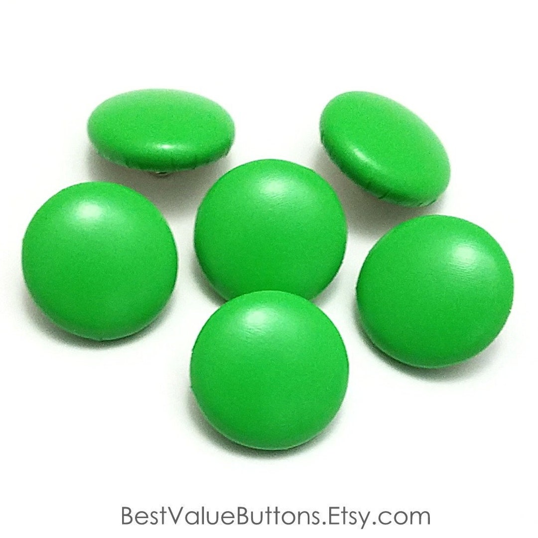 Pleather Buttons, Shiny Lime Green Pleather Vinyl Buttons, Shank ...