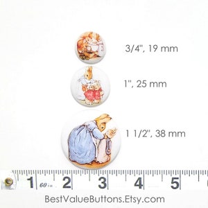 Fabric Buttons, Peter Rabbit Family Buttons, Beatrix Potter Shank ...