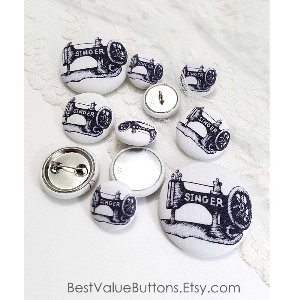Fabric Buttons Singer Sewing Machine Buttons Shank Back to Etsy