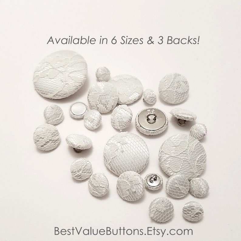 Satin Lace Buttons, Ivory Satin Lace Buttons, Bridal Buttons, Wedding Dress Buttons to Sew, Pin, Glue, Shank, Pinback, Flatback Handmade USA imagem 4