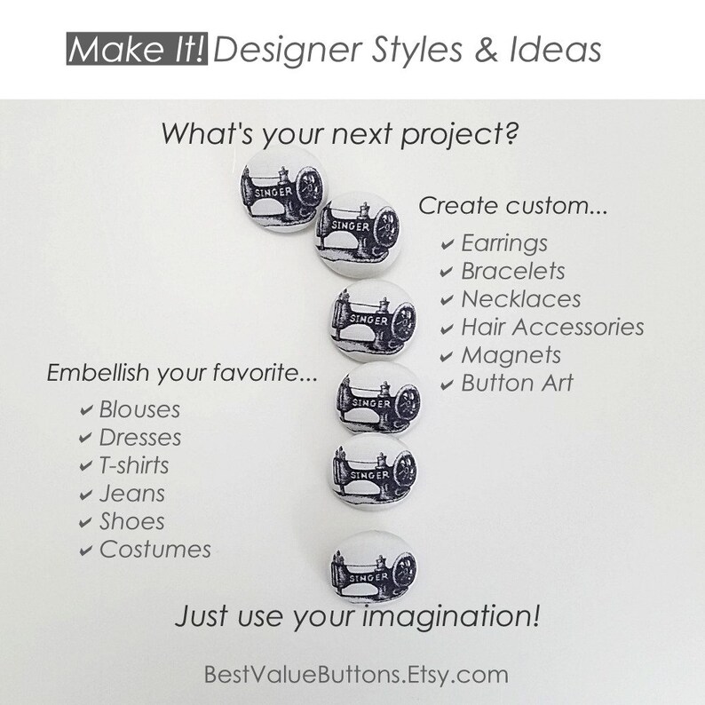 Fabric Buttons Singer Sewing Machine Buttons Shank Back to Etsy