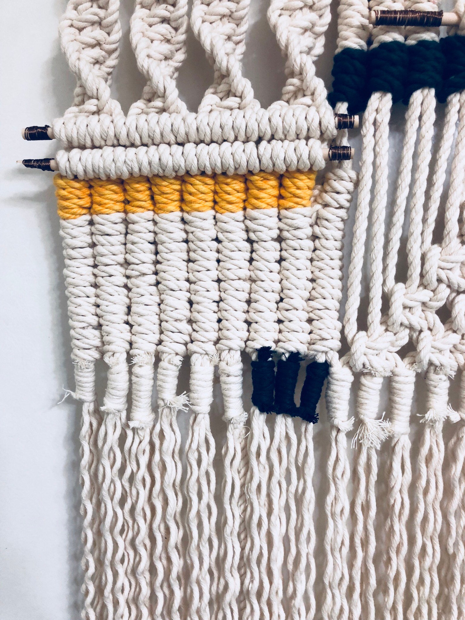 Handmade Macrame Wall Hanging With Wire Accents Etsy