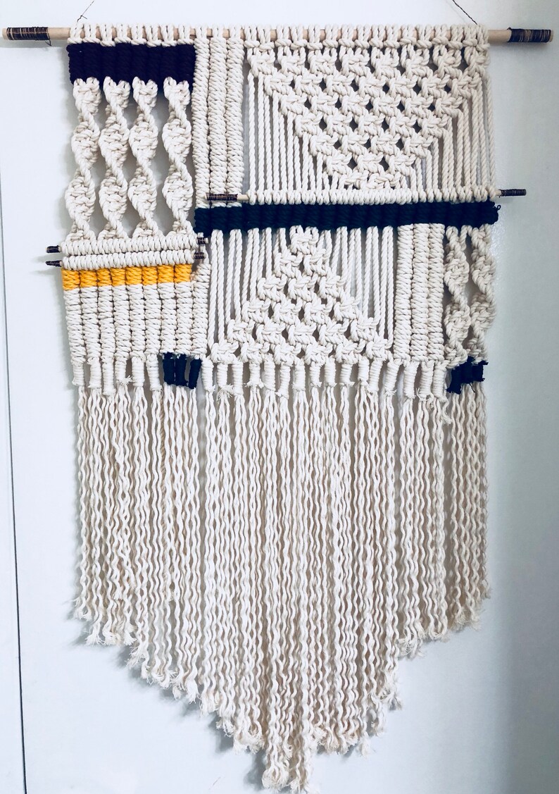 Handmade Macrame Wall Hanging With Wire Accents Etsy