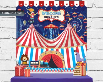 Circus Carnival Banner / Birthday Backdrop for Boy / Girl / Twins or Baby shower