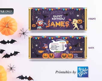 Spooky Halloween Candy Bar Labels / Candy Bar / Favor Bag for Birthday Party / Halloween Costume Party