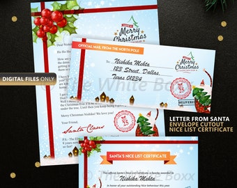 Letter from Santa / Christmas Letter / Letter from North Pole / Nice List Certificate - Personalized Digital Printable File