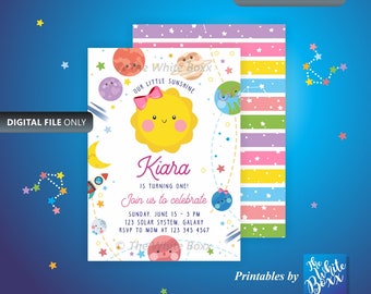 You are my Sunshine Birthday Invite / Sunshine First Birthday Party / Our Little Sunshine Birthday invitation, Pink Sun Girl Birthday